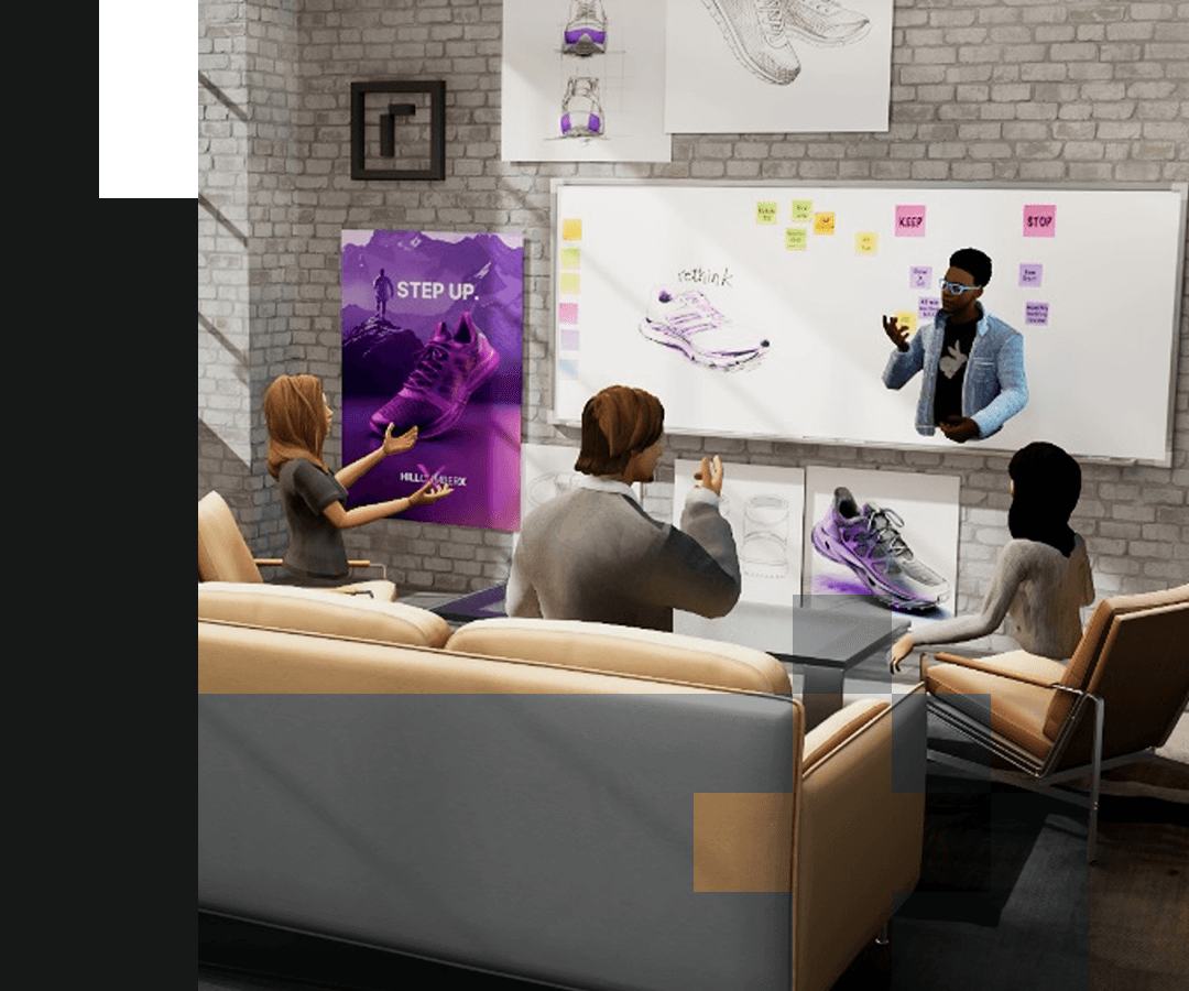 People adding sticky notes to a shared wall in a reTHINK brainstorm