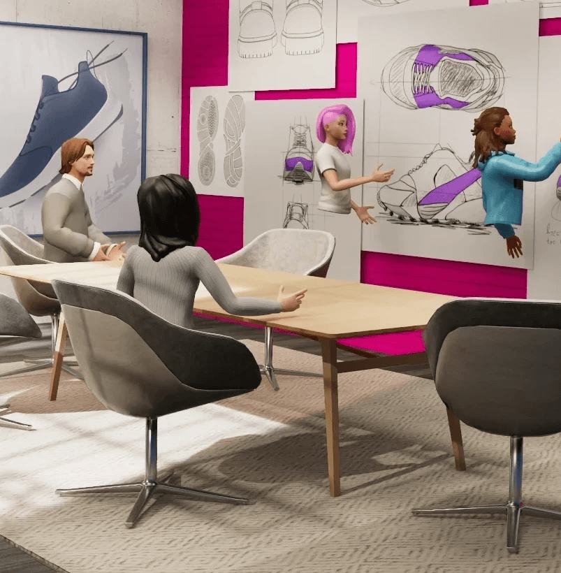 Early concept sketches pinned across a reTHINK room wall